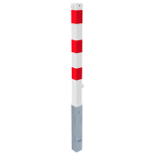 Barrier posts | Steel tube 70 x 70 mm | removable, with triangular locking mechanism | hot-dip galvanized and white coated withthree red reflecting stripes | with 2 eyelets